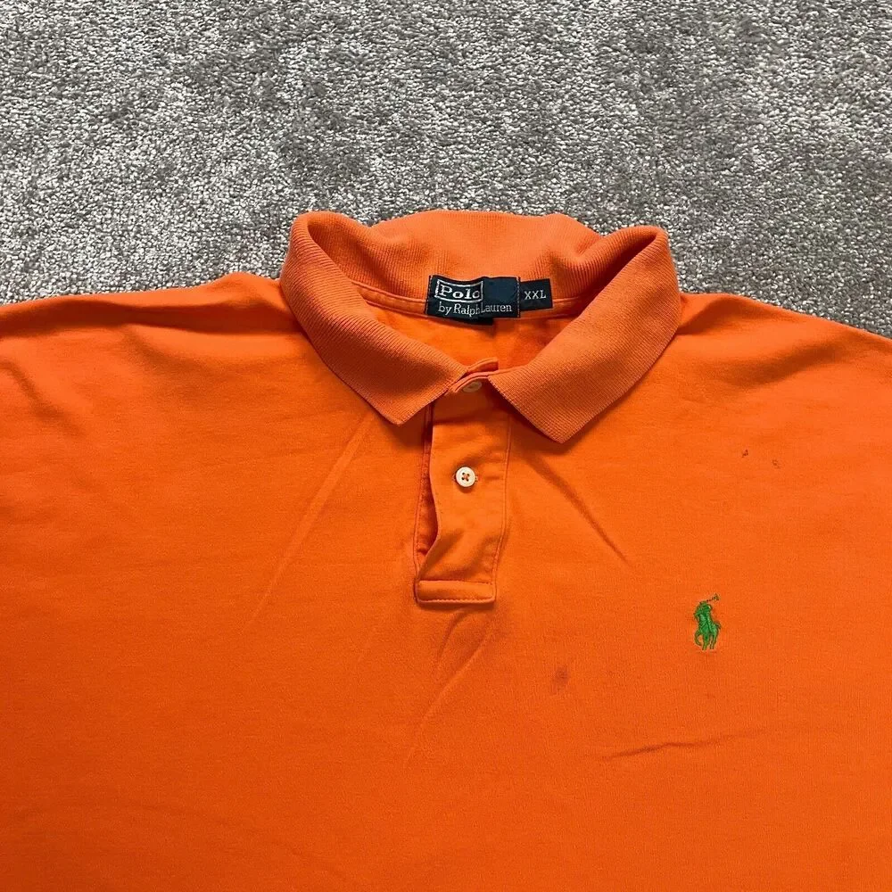 Polo Ralph Lauren Polo Shirt Mens 2XL Orange Short Sleeve Collared Cotton Casual